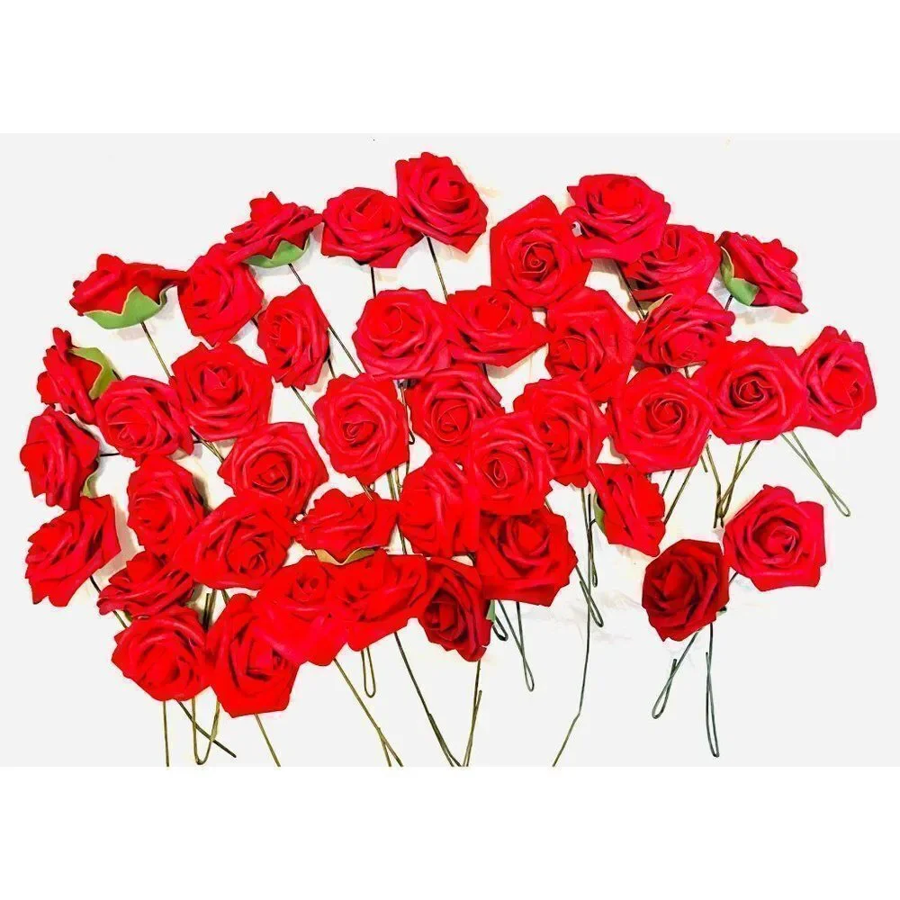 Innogear Artificial 49 Piece‎ Dark Red Roses Wedding Decoration